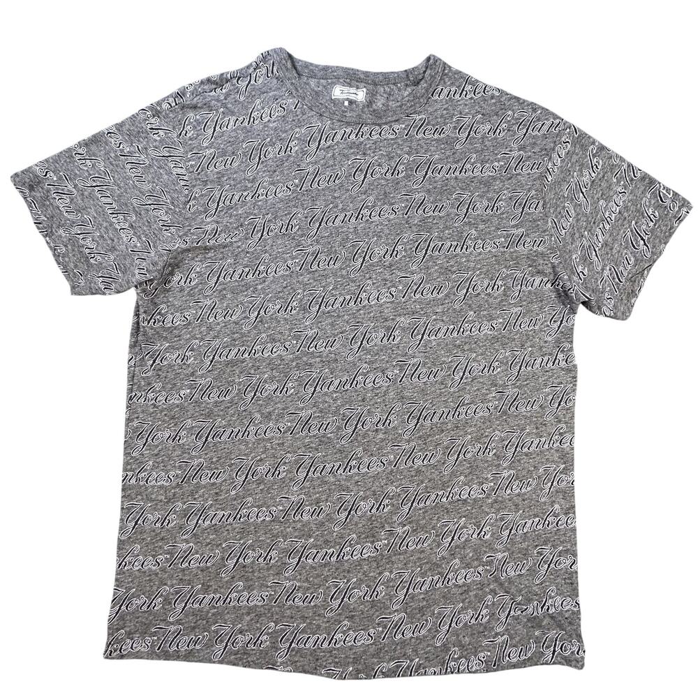 New York‎ Yankees Shirt Mens Large Gray MLB Baseball All Over Print Tailgate Tee